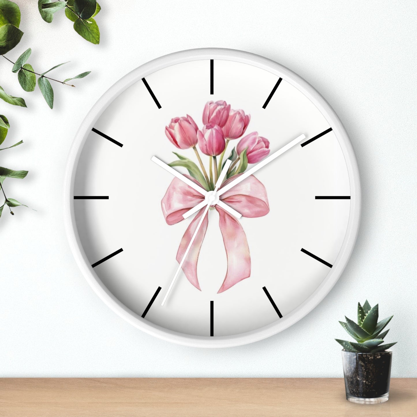 TULIP BOW BOUQUET WALL CLOCK