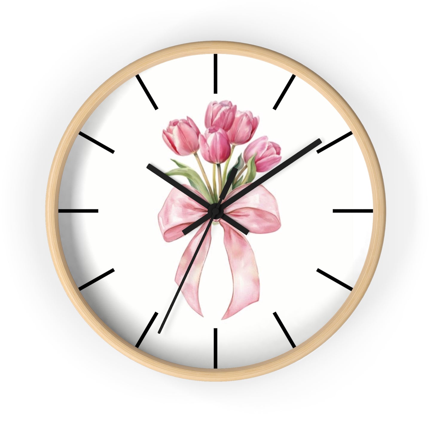 TULIP BOW BOUQUET WALL CLOCK