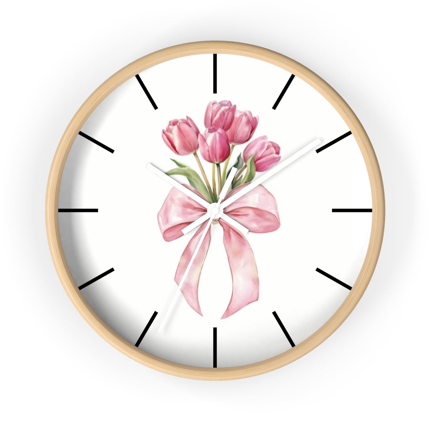 TULIP BOW BOUQUET WALL CLOCK