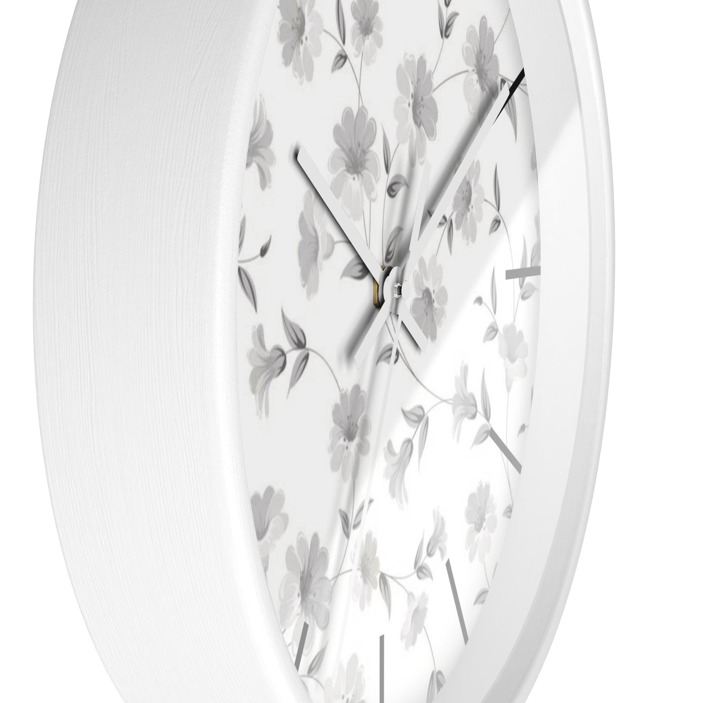 GREY FLORAL CLOCK