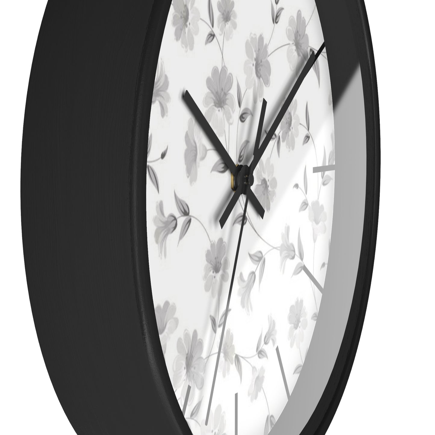 GREY FLORAL CLOCK