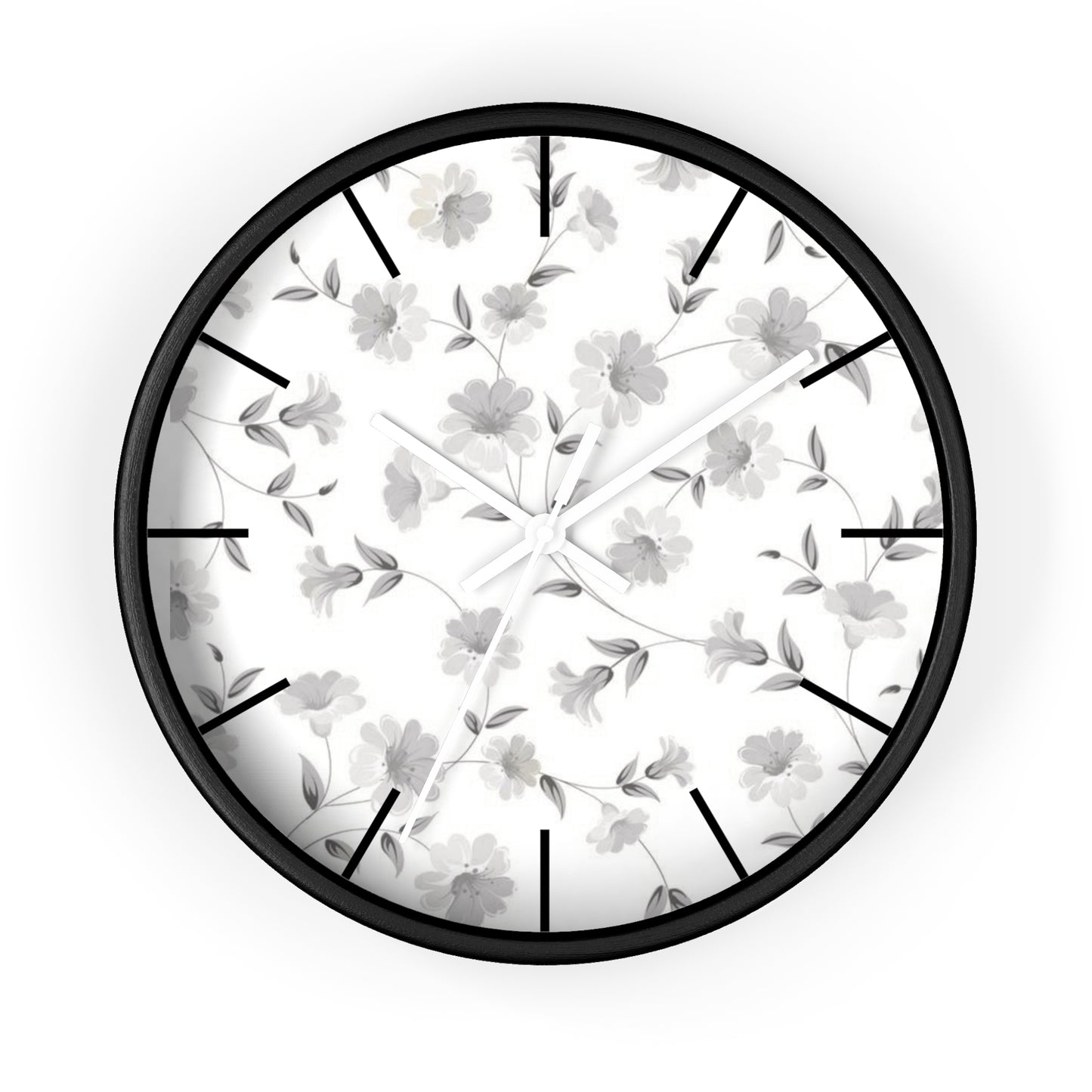GREY FLORAL CLOCK