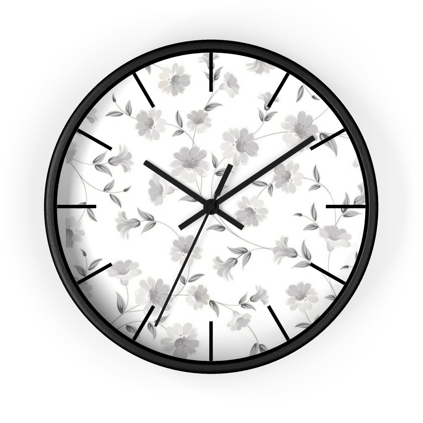 GREY FLORAL CLOCK