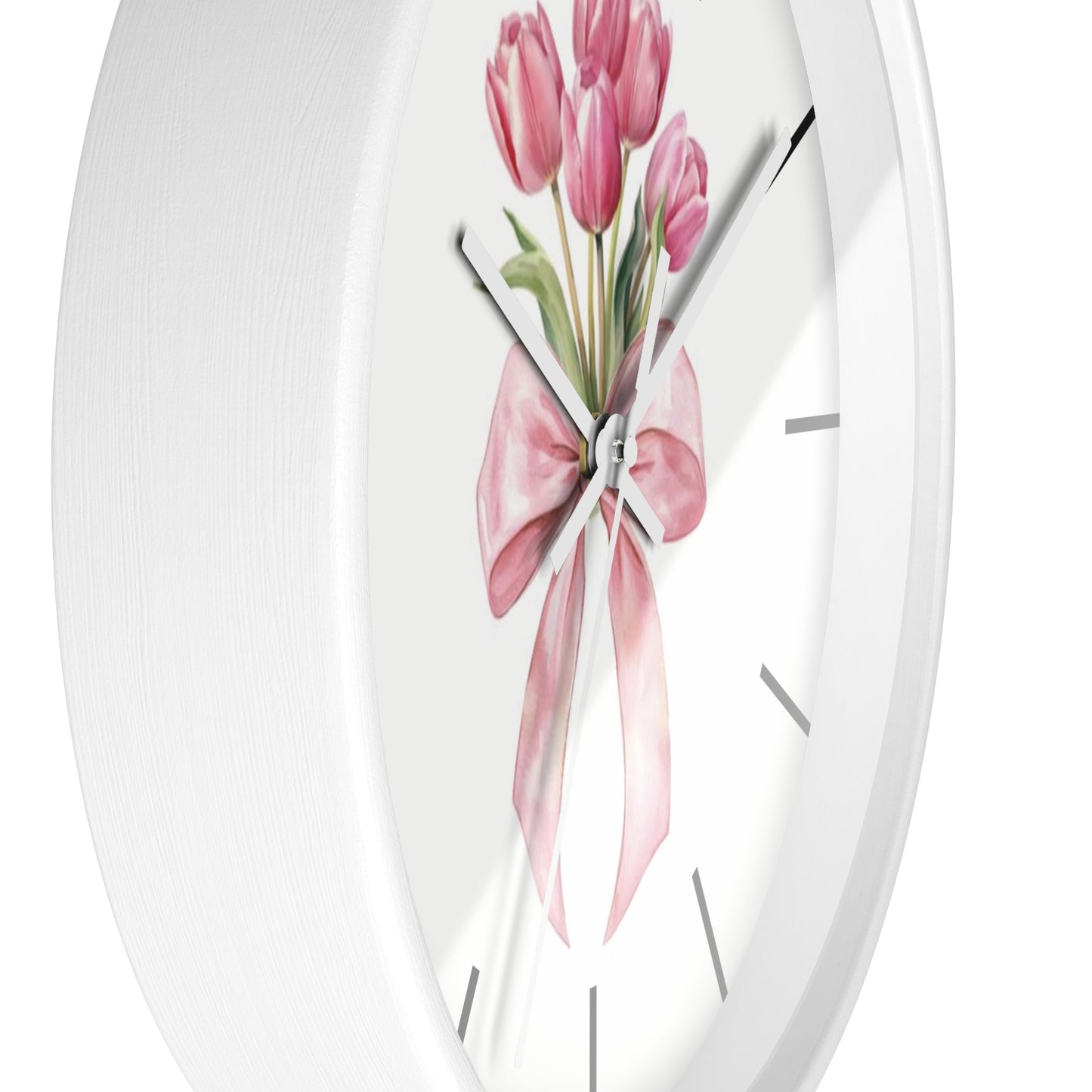 TULIP BOW BOUQUET WALL CLOCK