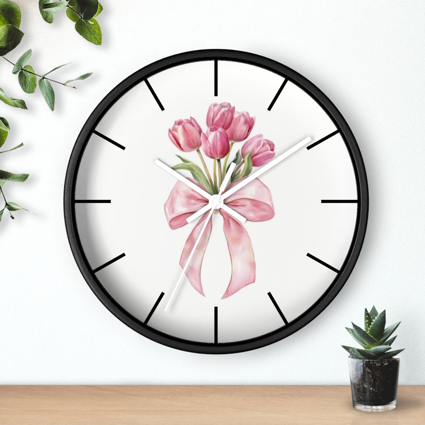 TULIP BOW BOUQUET WALL CLOCK