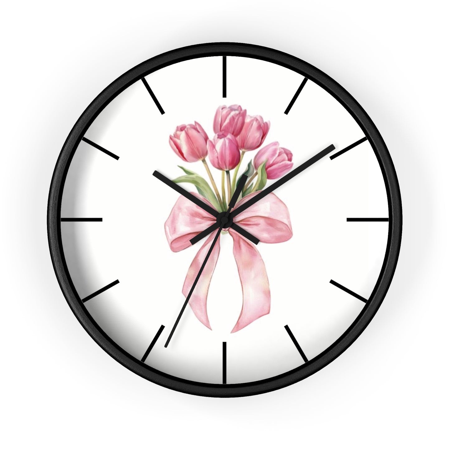 TULIP BOW BOUQUET WALL CLOCK