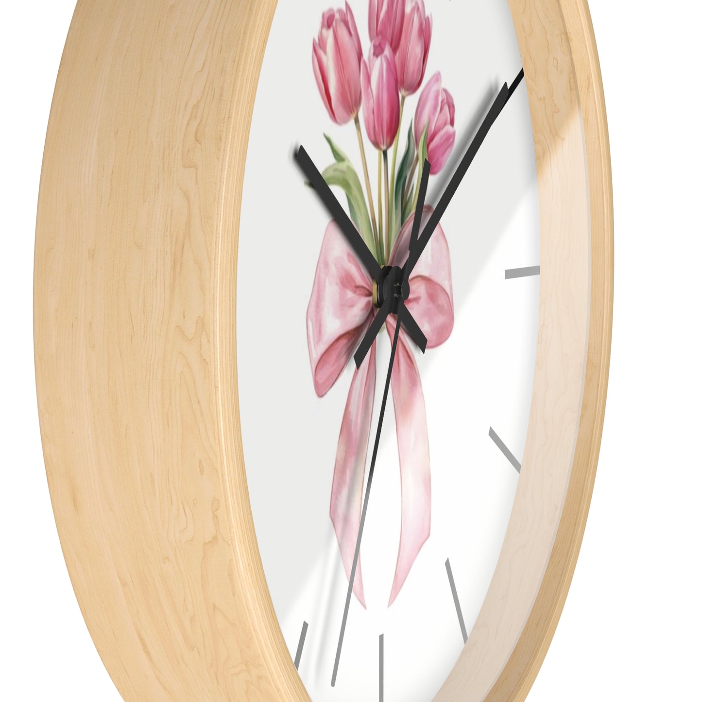 TULIP BOW BOUQUET WALL CLOCK