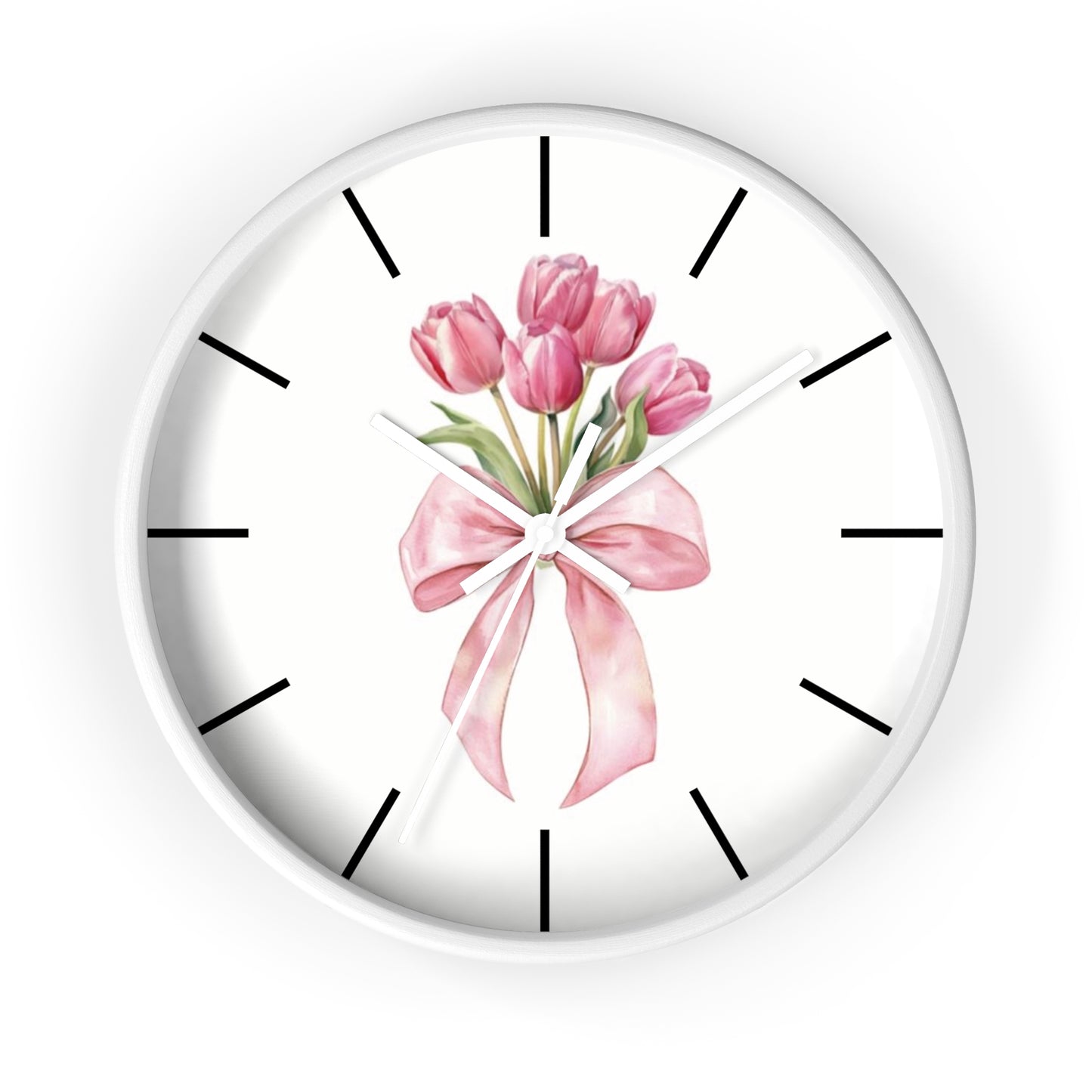 TULIP BOW BOUQUET WALL CLOCK