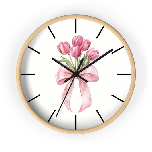 TULIP BOW BOUQUET WALL CLOCK