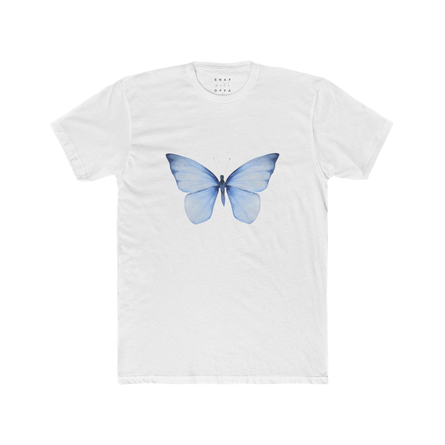 BLUE BUTTERFLY COTTON CREW TEE