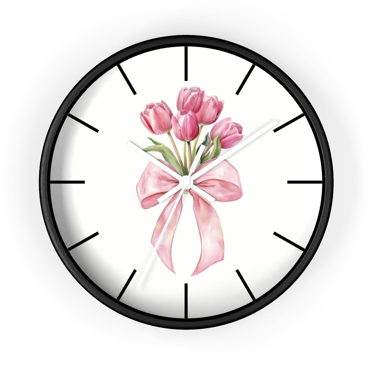 TULIP BOW BOUQUET WALL CLOCK