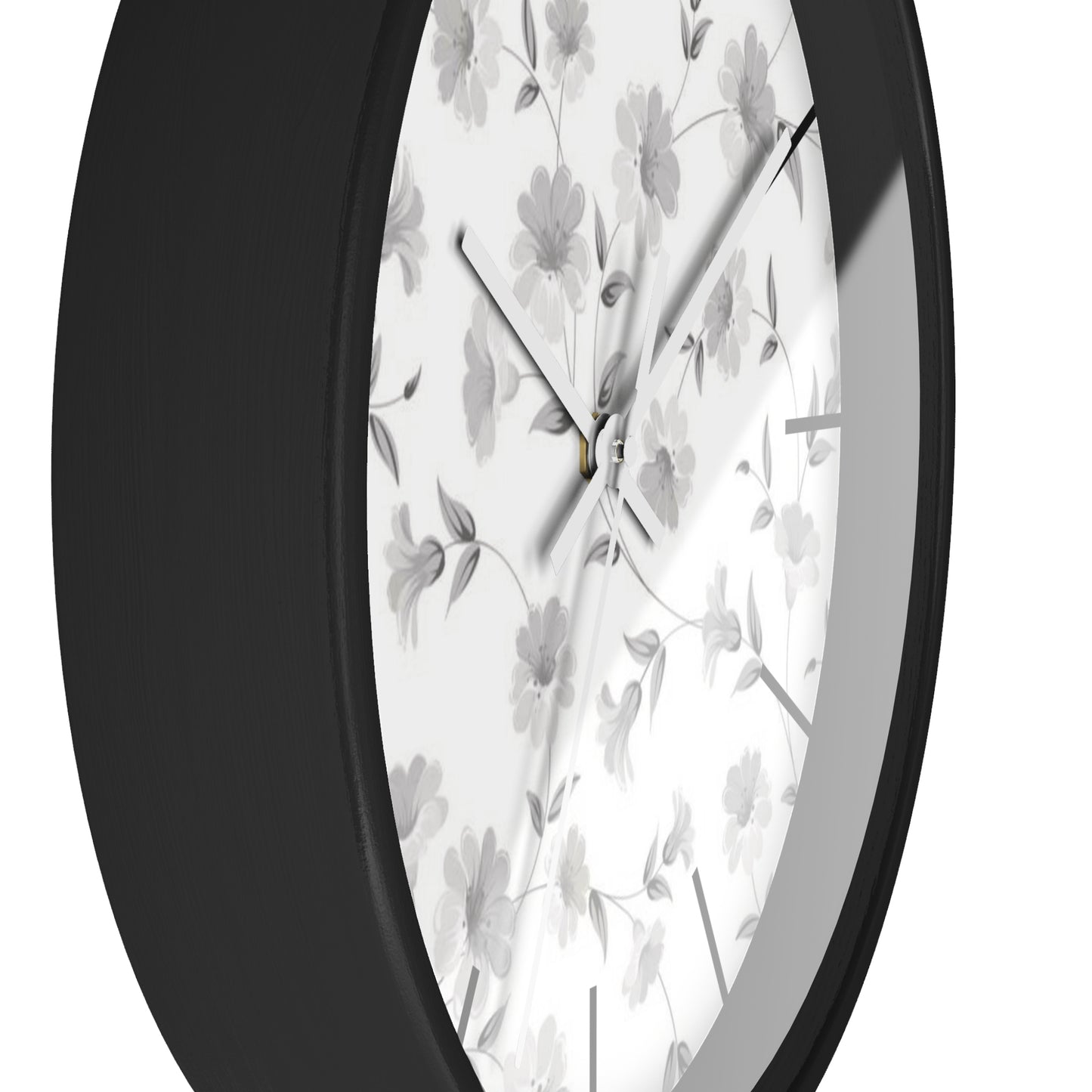 GREY FLORAL CLOCK