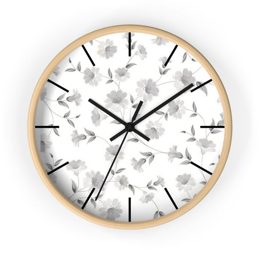 GREY FLORAL CLOCK