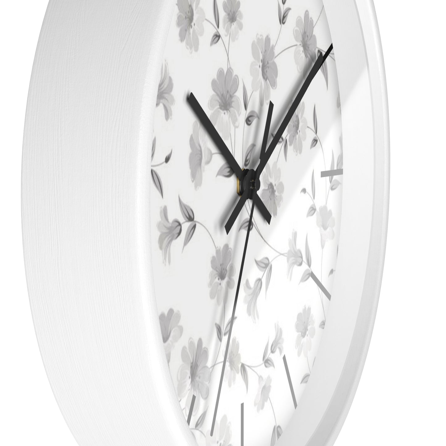 GREY FLORAL CLOCK