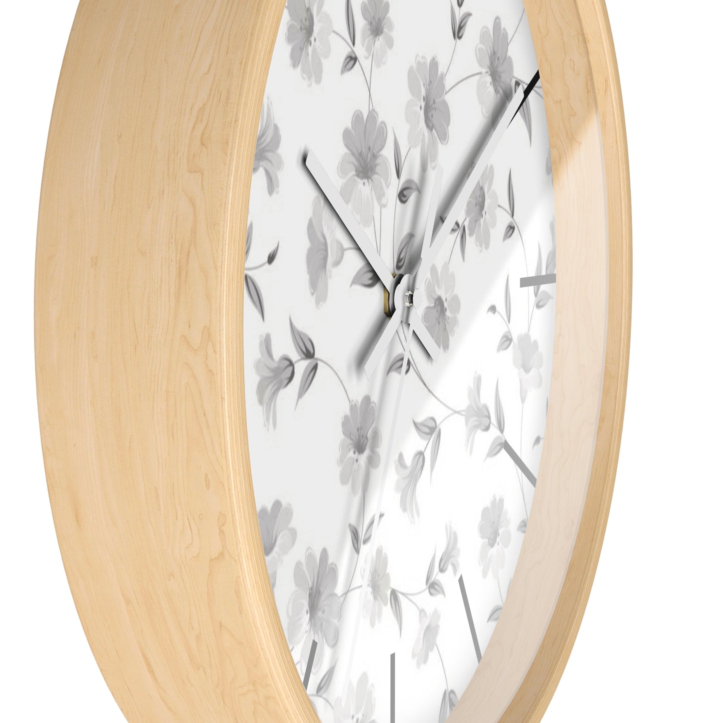 GREY FLORAL CLOCK