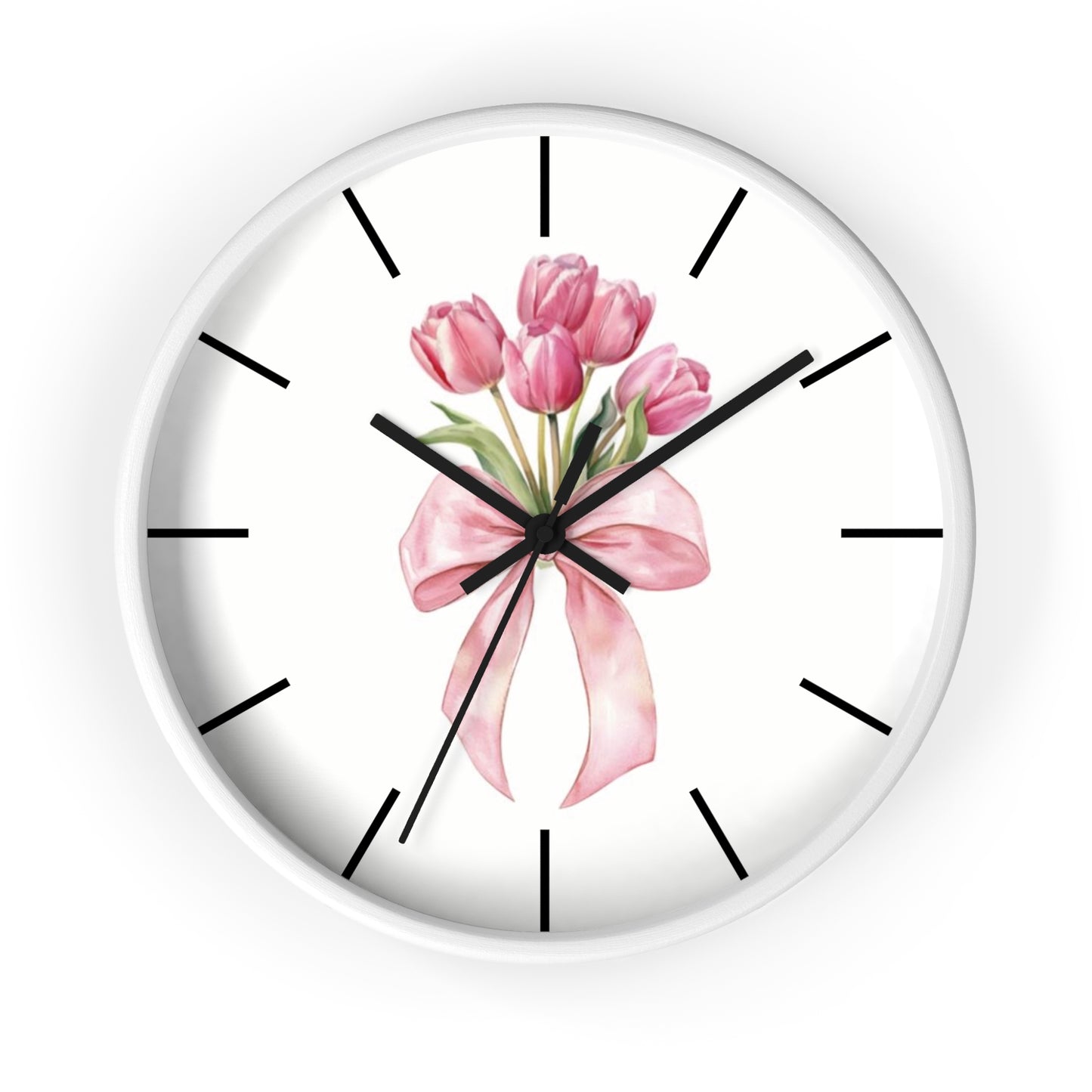 TULIP BOW BOUQUET WALL CLOCK