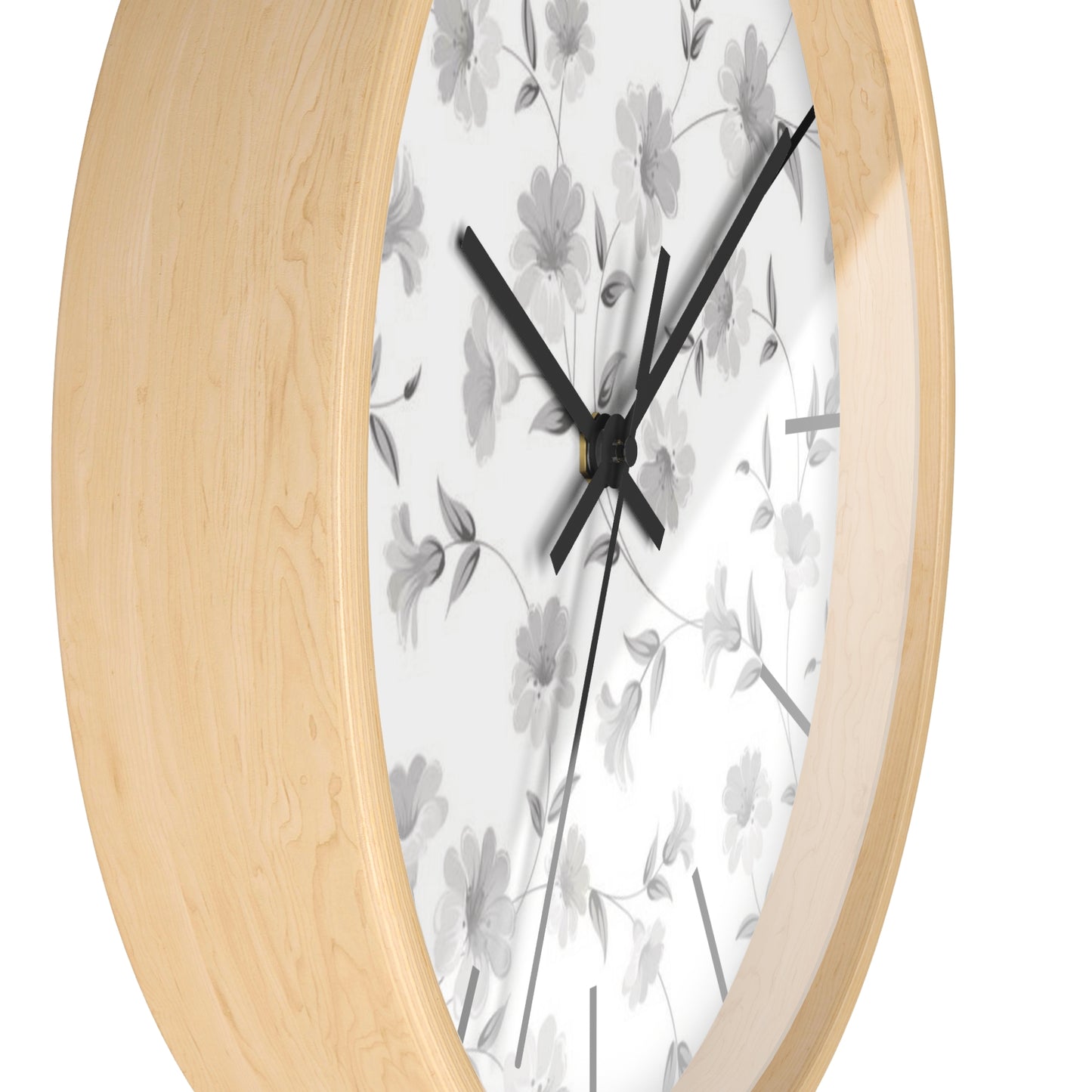 GREY FLORAL CLOCK