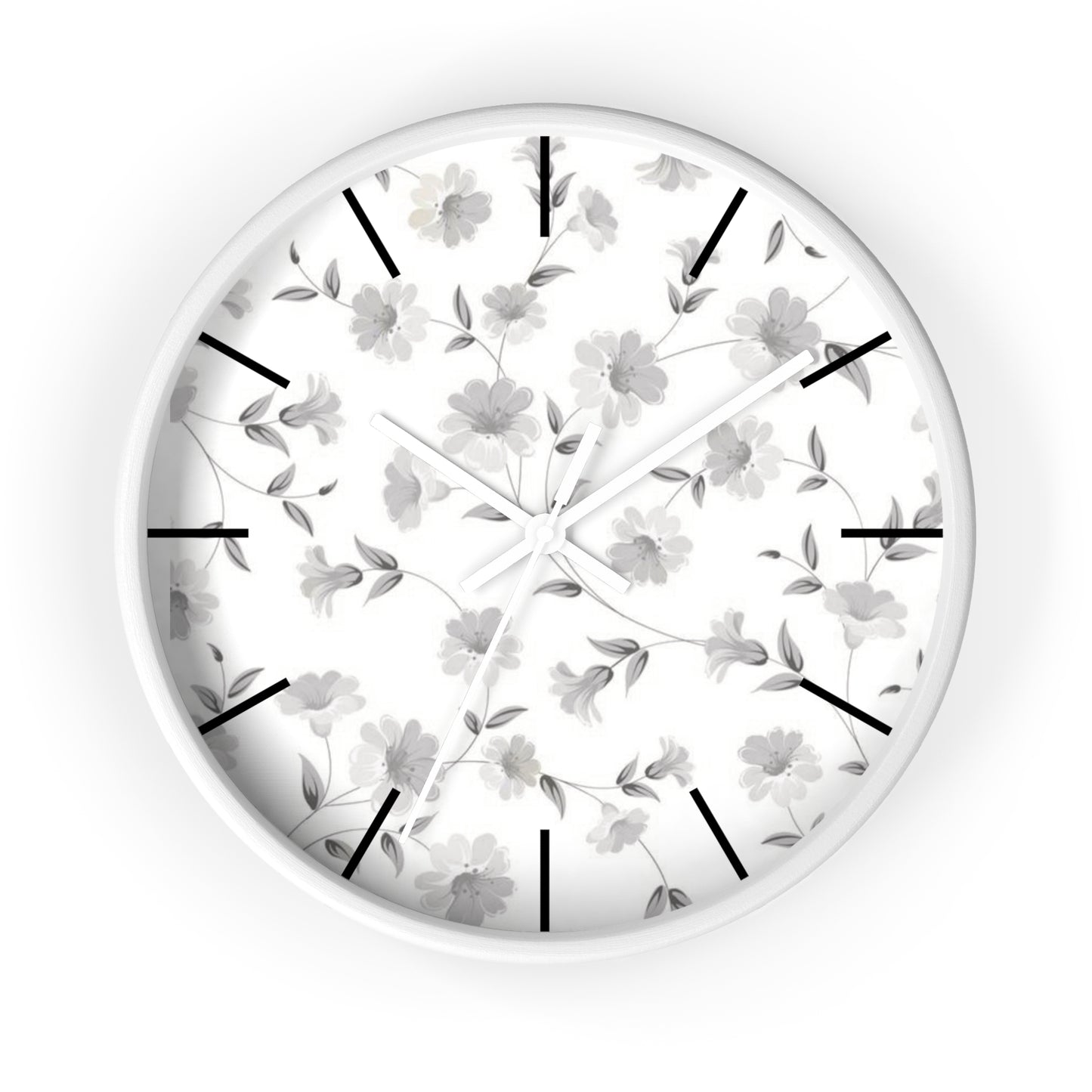 GREY FLORAL CLOCK